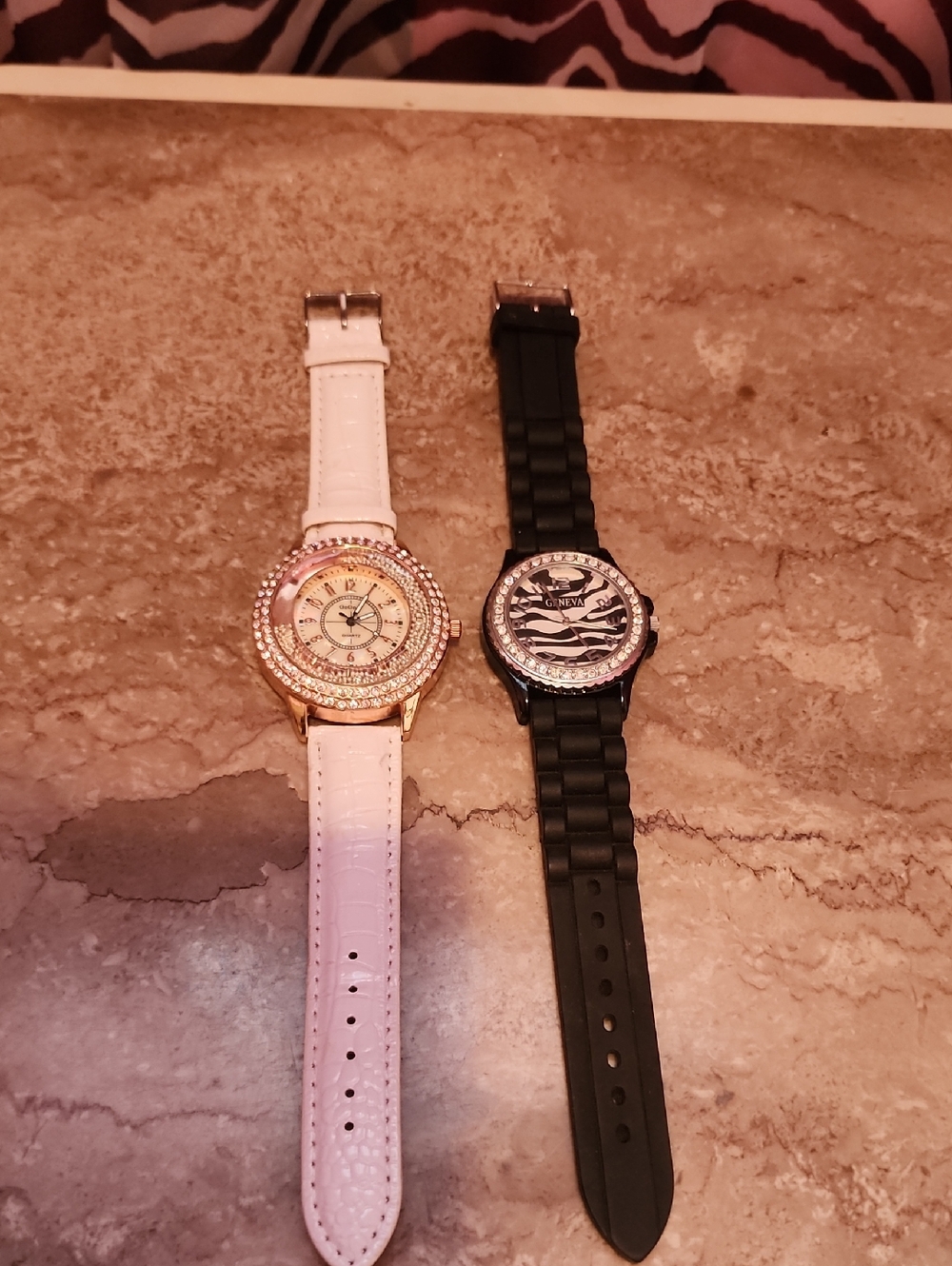 Geneva Women's Black and White Zebra Silicone Strap Fashion Watch